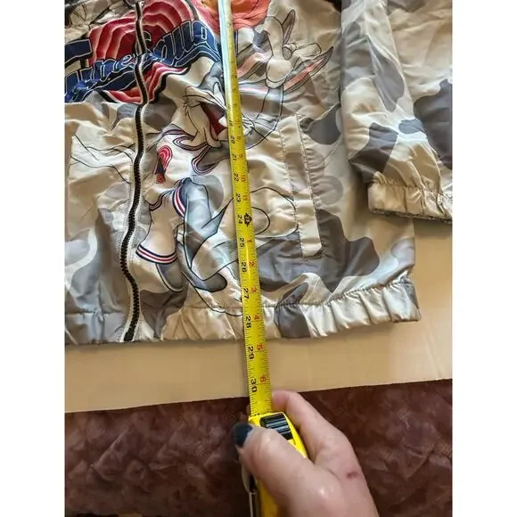 Space Jam Members Only jacket mens Sz Large Tune Squad Windbreaker Gray‎ Camo - Picture 11 of 11